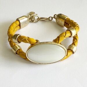 Vintage Lucky Brand Y2K Mustard Yellow Enamel Stone Rope Boho Spring Bracelet